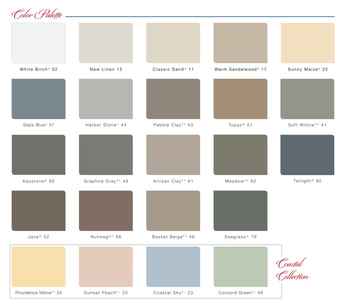 Abc vinyl siding colors