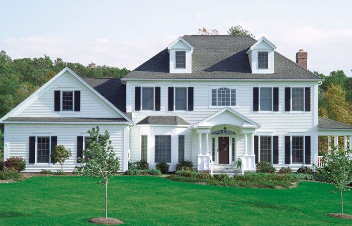 White vinyl siding house